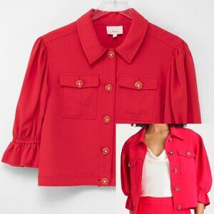 Cinq a Sept Julieta Jacket Embellished Buttons Cropped Pink Size Large